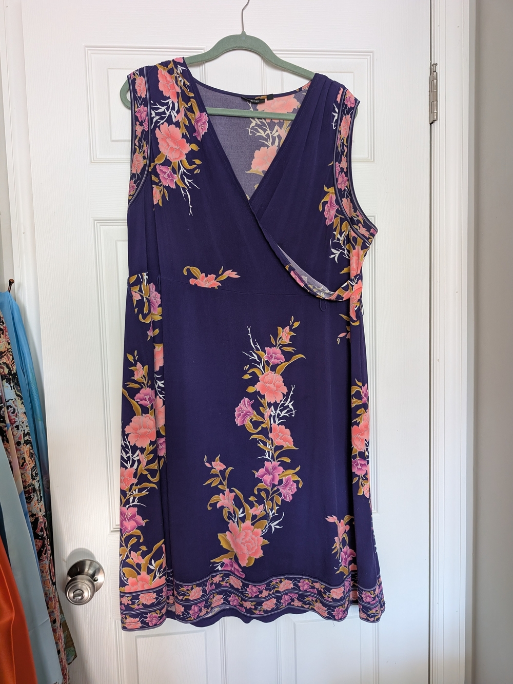 Apt 9 Floral Wrap-Front Sleeveless Dress - Purple with Pink Floral 1X